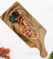 BK Gift Mermer Tasarımlı Dikdörtgen Şeklinde Doğal Ahşap Servis ve Sunum Tabağı Model 16