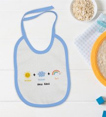 BK Kids Kişiye Özel Mavi Bebek Mama Önlüğü - Model 70