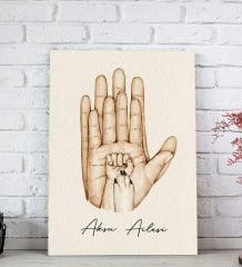 BK Gift Kişiye Özel El Ele Tutuşan Aile Tasarımlı Renkli Kanvas Tablo-4 20x30, Anneye Hediye, Aile Hediyesi