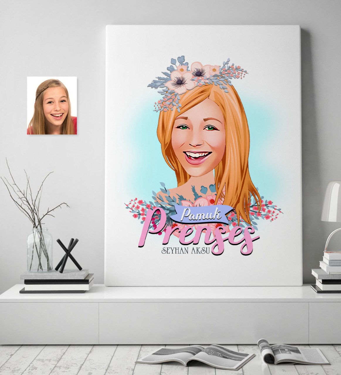 Kişiye Özel Pamuk Prenses Karikatürlü Kanvas Tablo (50 x 70 cm.) 2