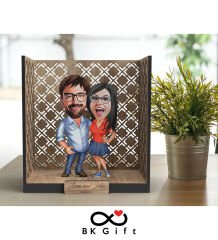BK Gift Kişiye Özel 3D Ahşap Karikatürlü Çift/Sevgili Bahçe Biblosu, Sevgililer Günü Hediyesi, Doğum Günü Hediyesi, Yıl Dönümü Hediyesi-5