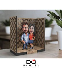 BK Gift Kişiye Özel 3D Ahşap Karikatürlü Çift/Sevgili Bahçe Biblosu, Sevgililer Günü Hediyesi, Doğum Günü Hediyesi, Yıl Dönümü Hediyesi-5
