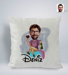 Kişiye Özel İsimli Erkek Karikatürlü Kare Araç Koltuk Yastığı-2