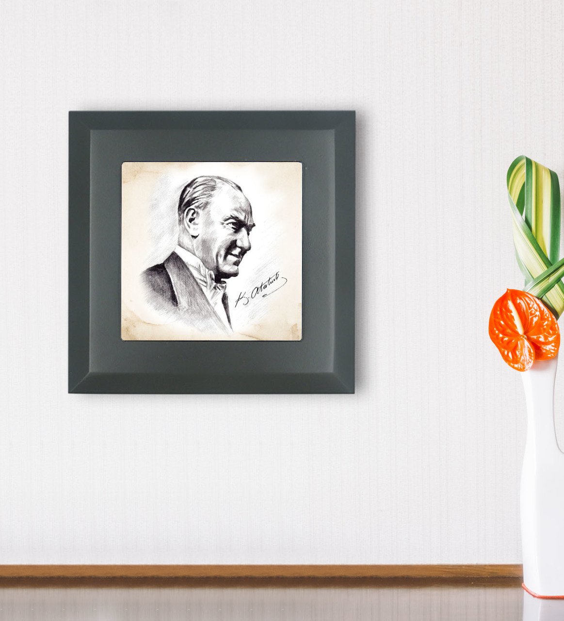 BK Gift Atatürk Temalı Ahşap Çerçeveli Taş Duvar Dekoru-10