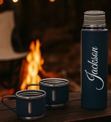 BK Gift Kişiye Özel İsimli Üçlü Bardak Paslanmaz Gri Çelik Termos Seti 500 ML, Arkadaşa Hediye, Sevgiliye Hediye, Yeni İş Hediyesi