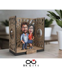 BK Gift Kişiye Özel 3D Ahşap Karikatürlü Çift/Sevgili Bahçe Biblosu, Sevgililer Günü Hediyesi, Doğum Günü Hediyesi, Yıl Dönümü Hediyesi-6