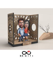 BK Gift Kişiye Özel 3D Ahşap Karikatürlü Çift/Sevgili Bahçe Biblosu, Sevgililer Günü Hediyesi, Doğum Günü Hediyesi, Yıl Dönümü Hediyesi-6