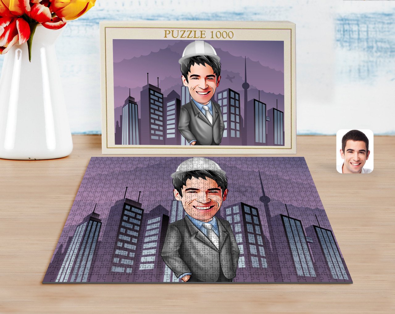 Kişiye Özel Erkek Mühendis Karikatürlü 1000 Parça Profesyonel Puzzle-1