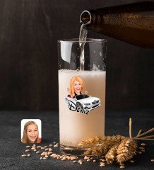 Kişiye Özel Kadın Patron Karikatürlü Renkli Baskılı Hiball Bira Bardağı-3