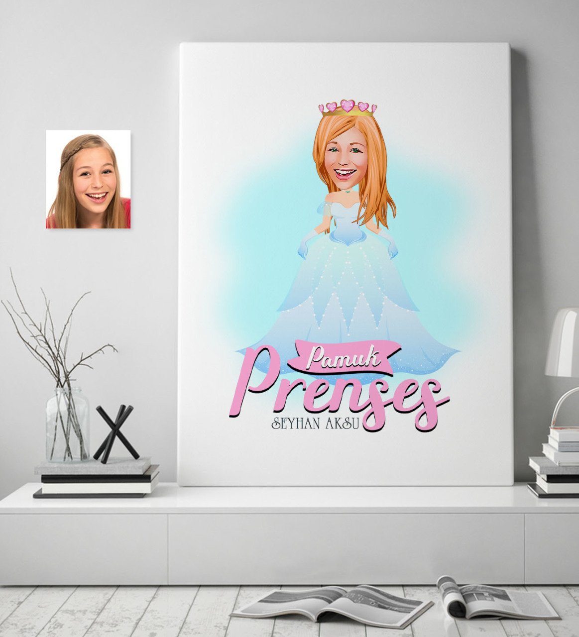 Kişiye Özel Pamuk Prenses Karikatürlü Kanvas Tablo (50 x 70 cm.) 4