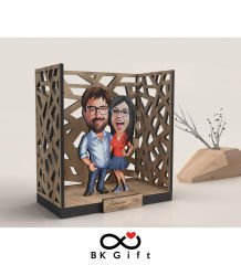 BK Gift Kişiye Özel 3D Ahşap Karikatürlü Çift/Sevgili Bahçe Biblosu, Sevgililer Günü Hediyesi, Doğum Günü Hediyesi, Yıl Dönümü Hediyesi-7