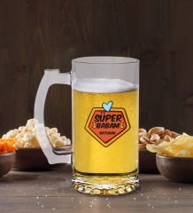 BK Gift Kişiye Özel İsimli Babalar Günü Tasarımlı Buzlu Cam Bira Bardağı 50cl-7 , Babaya Hediye , Babalar Günü Hediyesi