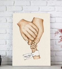BK Gift Kişiye Özel El Ele Tutuşan Aile Tasarımlı Renkli Kanvas Tablo-6 20x30, Anneye Hediye, Aile Hediyesi