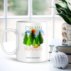 Kişiye Özel Mesleki Orman Mühendisi Beyaz Kupa Bardak - 001