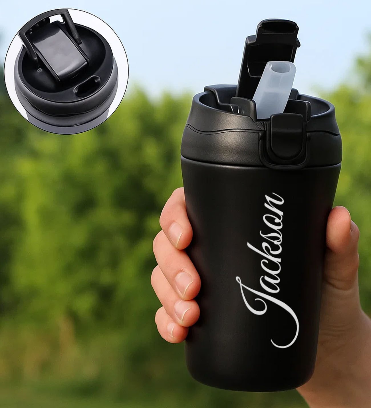BK Gift Kişiye Özel İsimli Pipetli Çelik Termos 400ML, Arkadaşa Hediye, Sevgiliye Hediye, Yeni İş Hediyesi