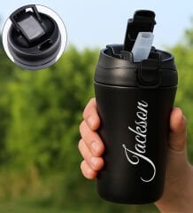 BK Gift Kişiye Özel İsimli Pipetli Çelik Termos 400ML, Arkadaşa Hediye, Sevgiliye Hediye, Yeni İş Hediyesi