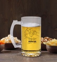 BK Gift Kişiye Özel İsimli Babalar Günü Tasarımlı Buzlu Cam Bira Bardağı 50cl-8 , Babaya Hediye , Babalar Günü Hediyesi