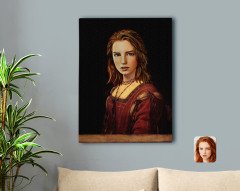 Kişiye Özel Kadın Rönesans Tasarımlı Kanvas Tablo 50x70cm-1