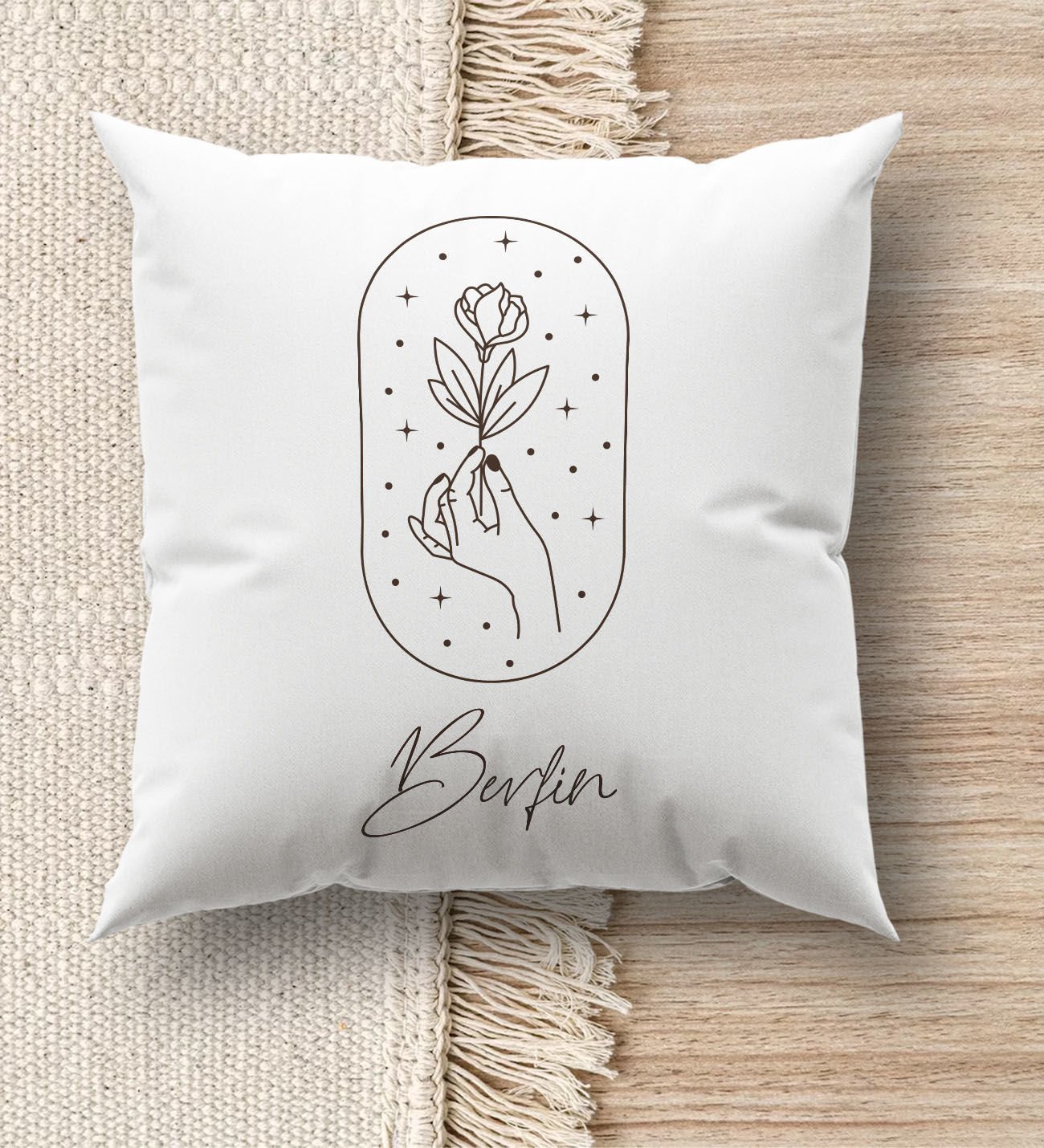 BK Gift Kişiye Özel İsimli Beyaz Kırlent Yastık, Ev Hediyesi, Ev Dekorasyonu, Dekoratif Hediye-9
