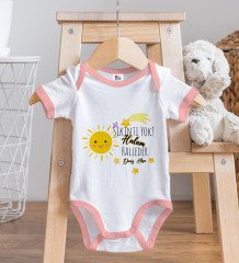 BK Kids Kişiye Özel Pembe Bebek Body Zıbın - Model 57