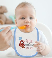 BK Kids Kişiye Özel Mavi Bebek Mama Önlüğü - Model 75