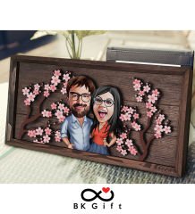 BK Gift Özel Yapım Kabartma Figür Temalı Karikatür Çiftler Meşe Ağacı Ahşap Tablo, Sevgililer Günü Hediyesi, Yıl Dönümü Hediyesi, Ev Hediyesi-3