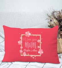 BK Gift Kişiye Özel İsimli Anneler Günü Tasarımlı Premium Kumaş Kırmızı Dikdörtgen Kırlent Yastık, Anneler Günü Hediyesi, Ev Dekorasyonu-7