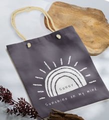 BK Gift Yaz Temalı Antrasit Halat Saplı Kumaş Plaj Çantası -24, Baskılı Omuz Çantası, Alışveriş Çantası, Arkadaşa Hediye, Sevgiliye Hediye