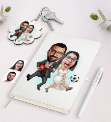 Kişiye Özel Sevgili Karikatürlü Beyaz Defter Kalem ve Anahtarlık Hediye Seti-15