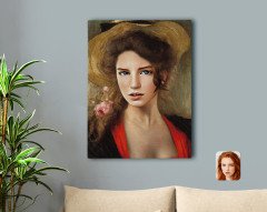 Kişiye Özel Kadın Rönesans Tasarımlı Kanvas Tablo 50x70cm-3