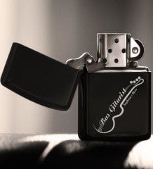 Kişiye Özel Mesleki Bas Gitarist Benzinli Siyah Metal Çakmak - 2