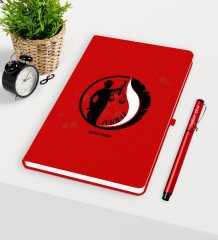 Kişiye Özel Avukat Temalı Kırmızı Defter Kalem Seti - 14