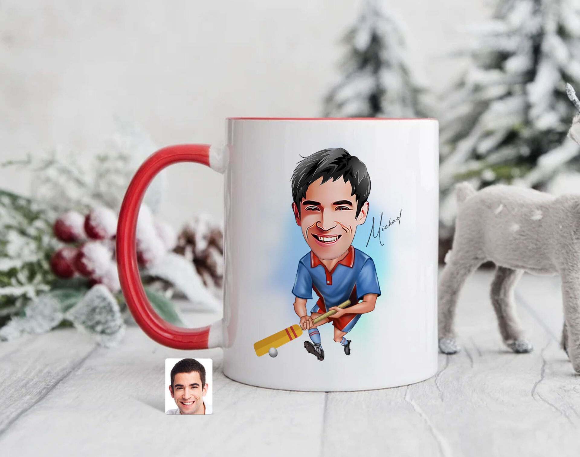 Bk Gift Kişiye Özel Cricket Karikatürlü Kırmızı Kupa Bardak-1, Sevgiliye Hediye, Arkadaşa Hediye