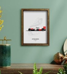 BK Gift Formula 1 Tasarımlı Doğal Masif Ahşap Çerçeveli Tablo 45x65cm-14