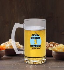 BK Gift Kişiye Özel İsimli Babalar Günü Tasarımlı Buzlu Cam Bira Bardağı 50cl-12 , Babaya Hediye , Babalar Günü Hediyesi