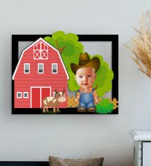 BK Gift Kişiye Özel Çiftçi Çocuk Karikatürlü 3D Ahşap Tablo-1