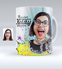 Kişiye Özel Bayan Karikatürlü Beyaz Kupa Bardak - 8