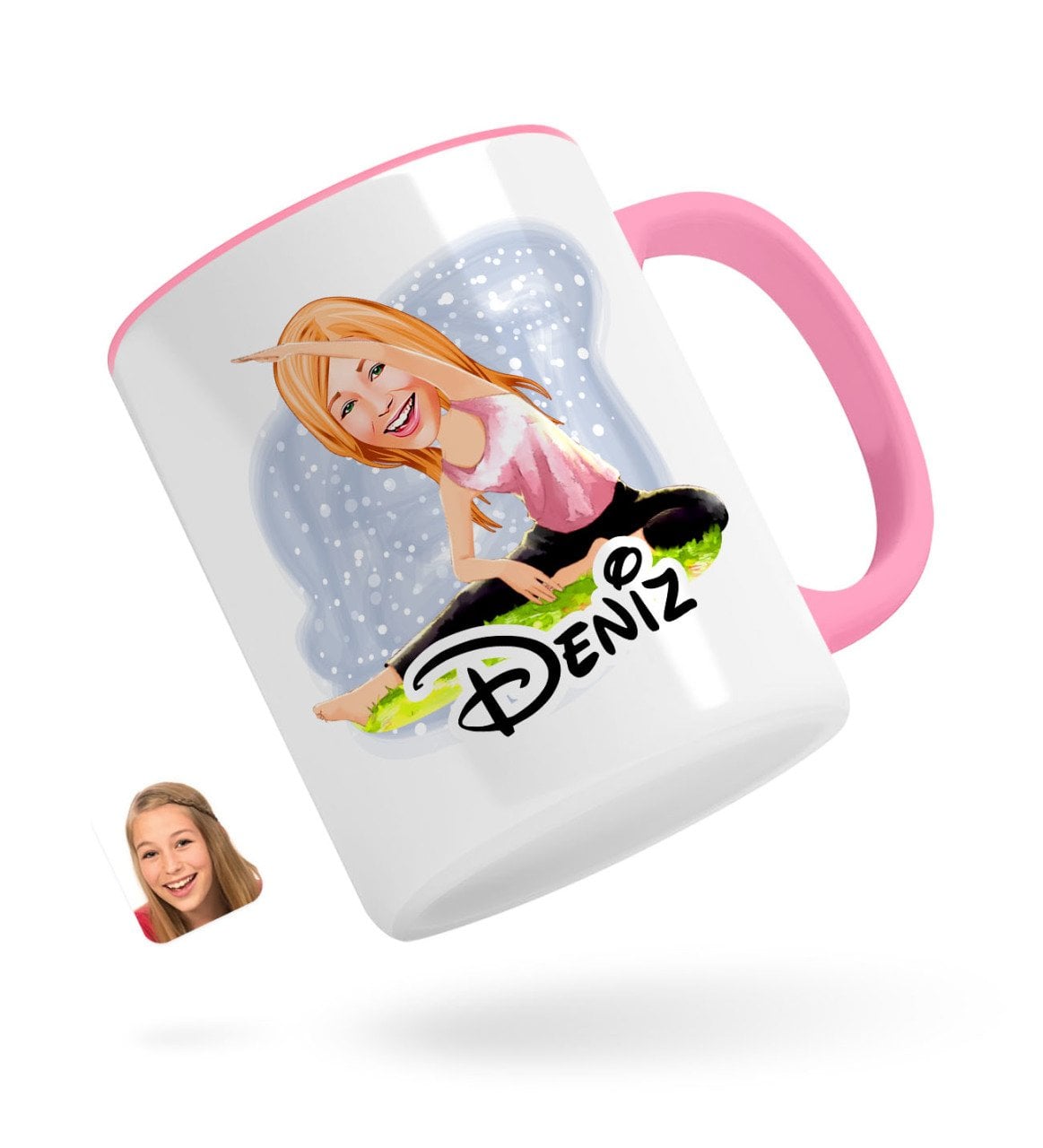 Kişiye Özel Kadın Yoga Karikatürlü Pembe Kupa Bardak-1
