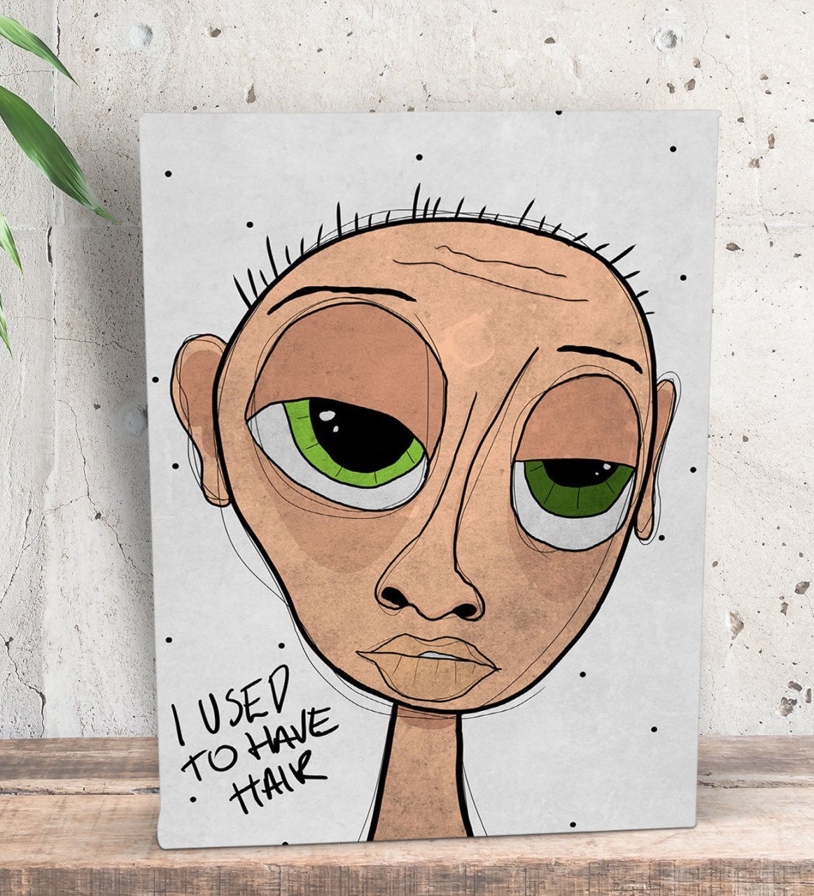 BK Gift The Lazy People Collection Bald Guy Tasarımlı Dekoratif Mini Kanvas Tablo 15x20cm-1