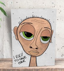 BK Gift The Lazy People Collection Bald Guy Tasarımlı Dekoratif Mini Kanvas Tablo 15x20cm-1