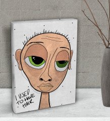 BK Gift The Lazy People Collection Bald Guy Tasarımlı Dekoratif Mini Kanvas Tablo 15x20cm-1
