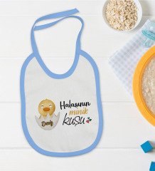 BK Kids Kişiye Özel Mavi Bebek Mama Önlüğü - Model 79