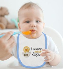 BK Kids Kişiye Özel Mavi Bebek Mama Önlüğü - Model 79