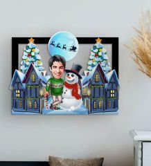 BK Gift Kişiye Özel Erkek Yeni Yıl Karikatürlü 3D Ahşap Tablo-1