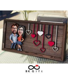 BK Gift Özel Yapım Kabartma Figür Temalı Karikatür Çiftler Meşe Ağacı Ahşap Tablo, Sevgililer Günü Hediyesi, Yıl Dönümü Hediyesi, Ev Hediyesi-7