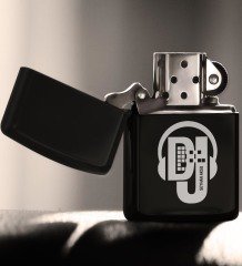 Kişiye Özel Mesleki DJ Benzinli Siyah Metal Çakmak - 1