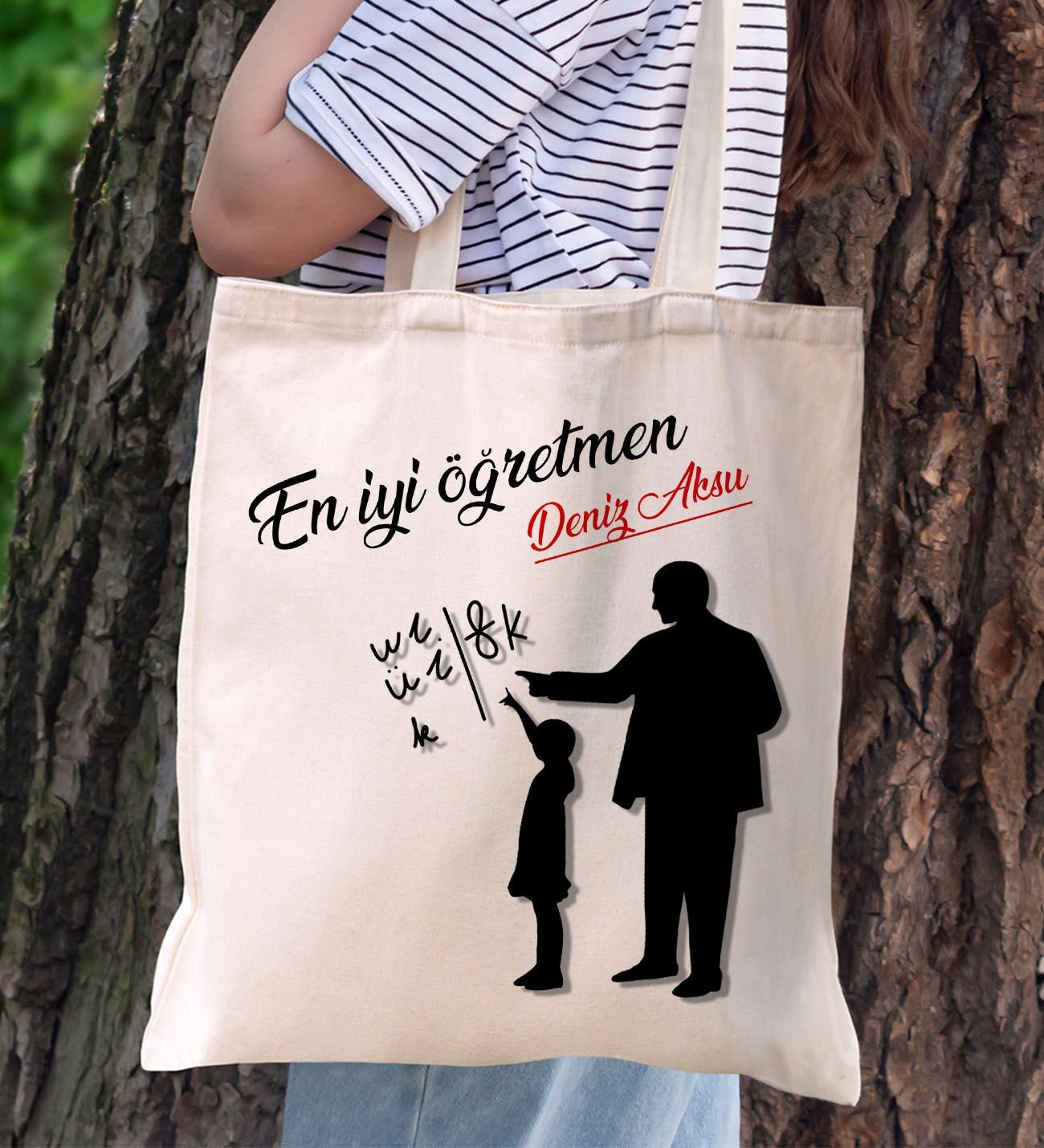 BK Gift Kişiye Özel Öğretmenler Günü Tasarımlı Kanvas Bez Çanta - 6, Öğretmene Hediye, Öğretmenler Günü