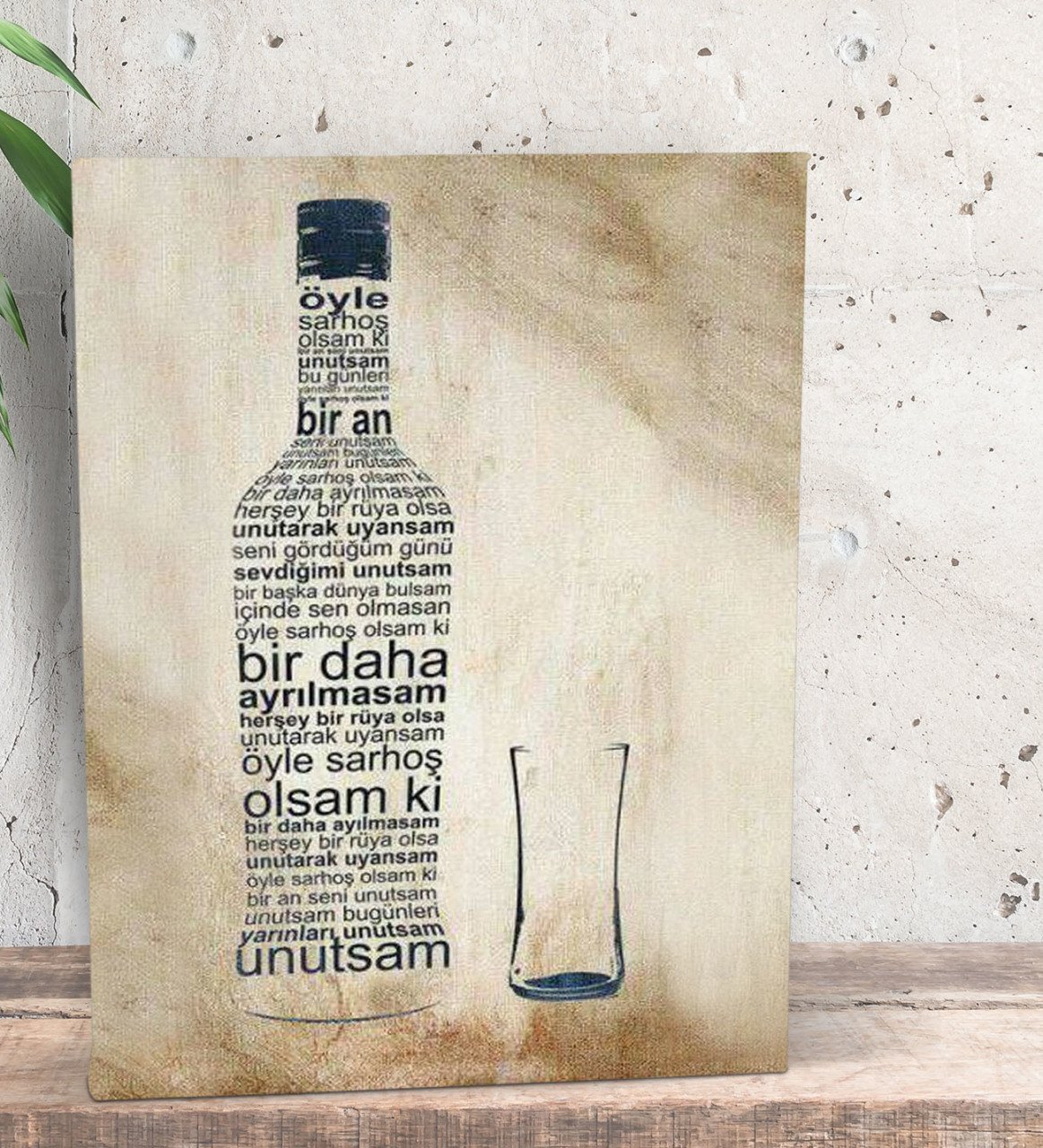 BK Gift Rakı Tasarımlı Dekoratif Mini Kanvas Tablo 15x20cm-8