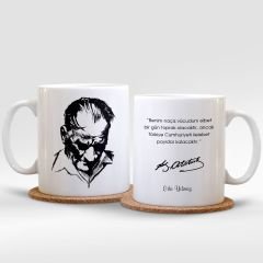 Kişiye Özel Atatürk Beyaz Kupa Bardak - 001
