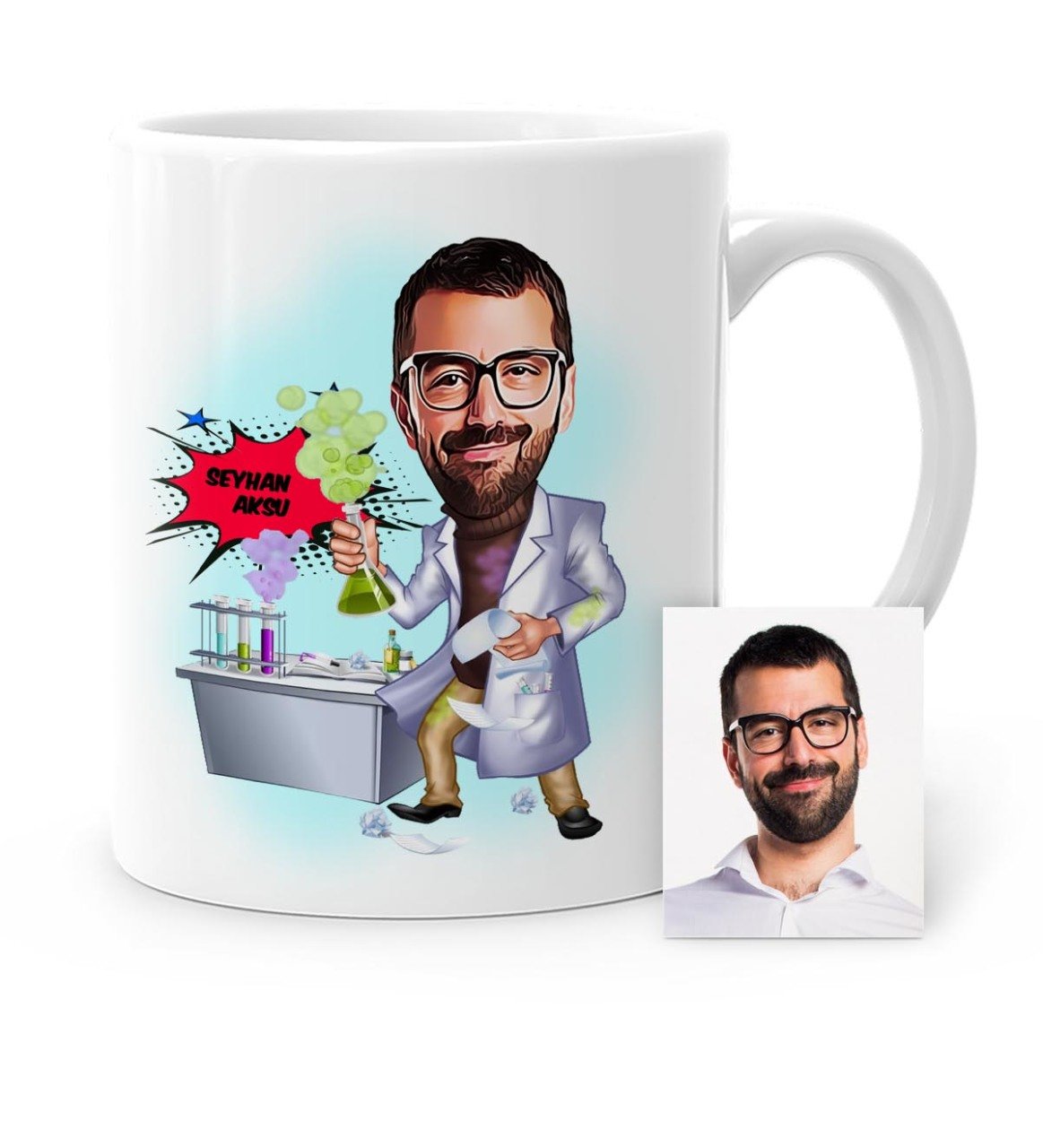 Kişiye Özel Kimya Mühendisi Karikatür Beyaz Kupa Bardak - 1